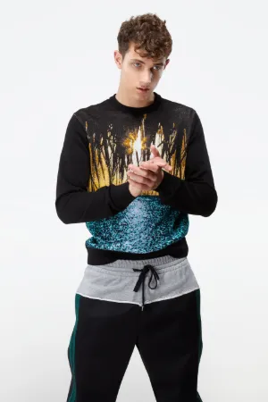 sunset-print sweater