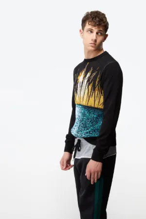 sunset-print sweater