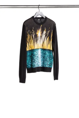 sunset-print sweater