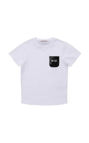 T-shirt Girls con tasca in paillettes
