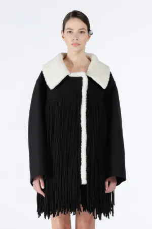 Tasselled Eco-Shearling Coat