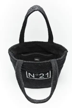 textured logo-print tote bag