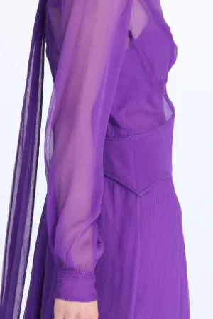 Tie-Neck Silk Dress