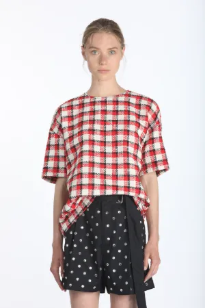tweed checked oversized blouse