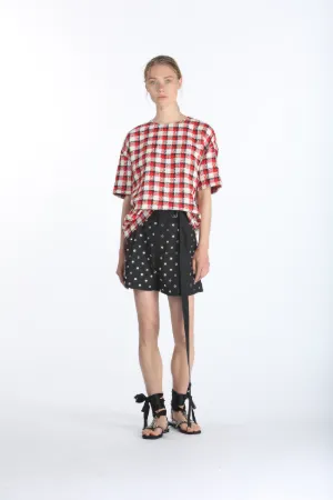 tweed checked oversized blouse