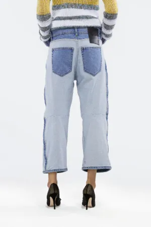 two-tone five-pocket jeans