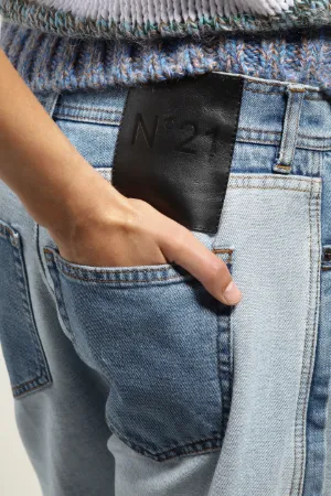 two-tone five-pocket jeans