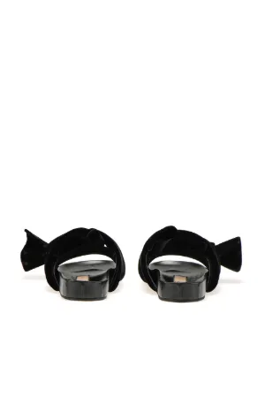 velvet flat bow mules