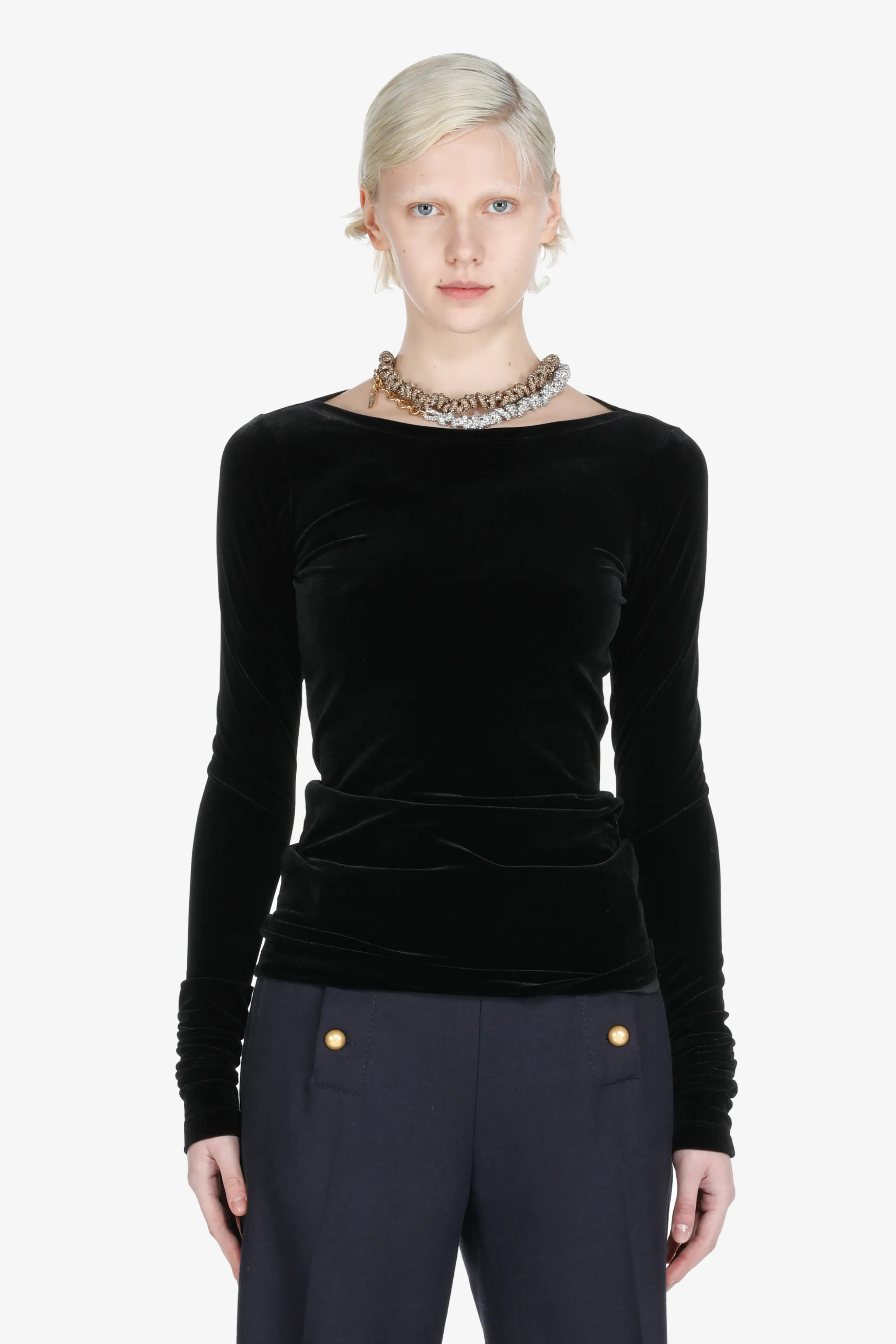 Velvet T-Shirt in black | N°21 | Official Online Store