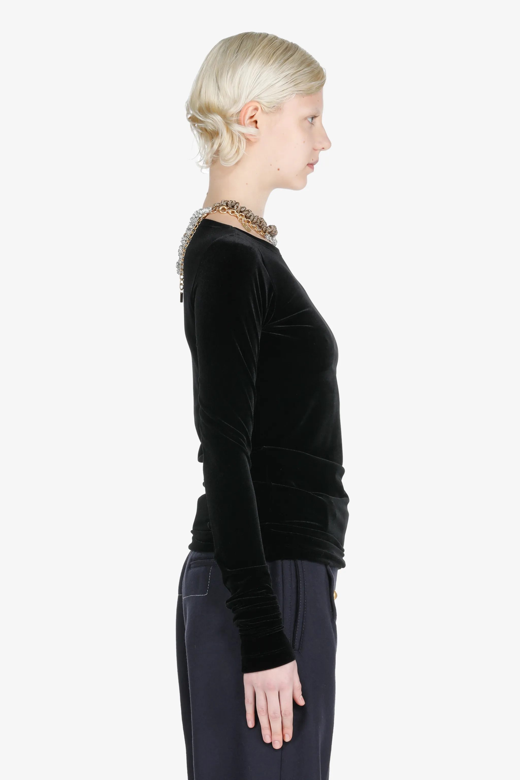Velvet T-Shirt in black | N°21 | Official Online Store