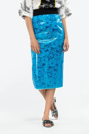 vinyl-effect pencil skirt