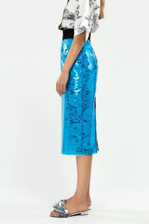 vinyl-effect pencil skirt