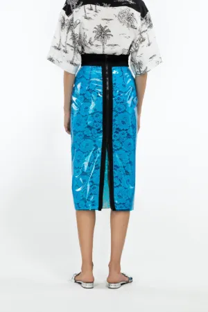 vinyl-effect pencil skirt