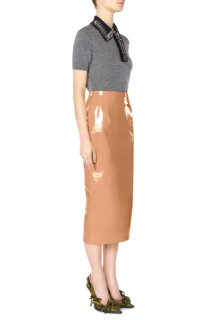 Vinyl midi outlet pencil skirt