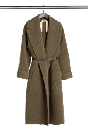wide-lapel belted coat