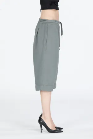 Wide-Leg Cotton Sweat Shorts