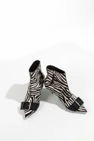 zebra calf hair buckled boots