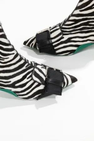 zebra calf hair buckled boots