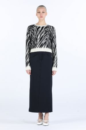 Zebra-Jacquard Cropped Sweater