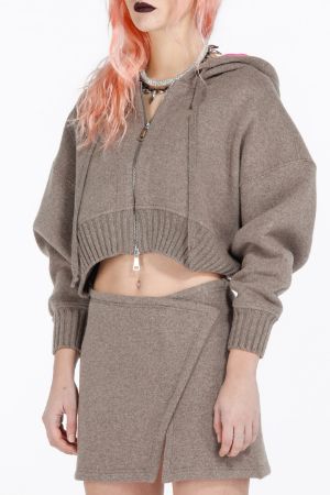 Zip-Front Cropped Hoodie
