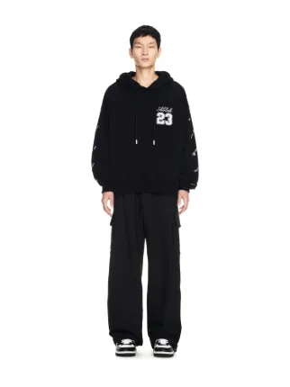 Off-White Black Logo Hooded Zip Up Top | Junior Couture USA