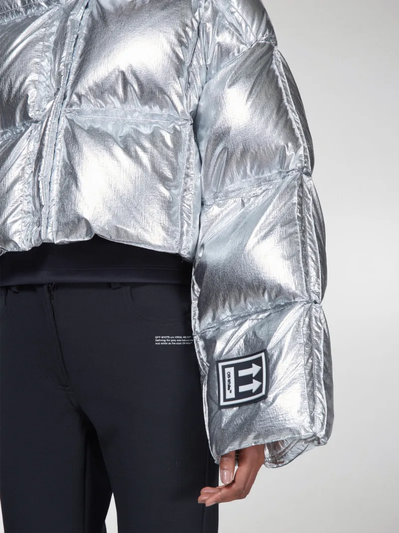 cropped silver puffer jacket