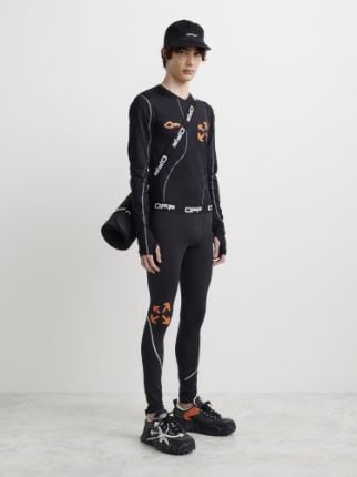 Off-White Black & Orange Active Logo Reflective Compression Tights