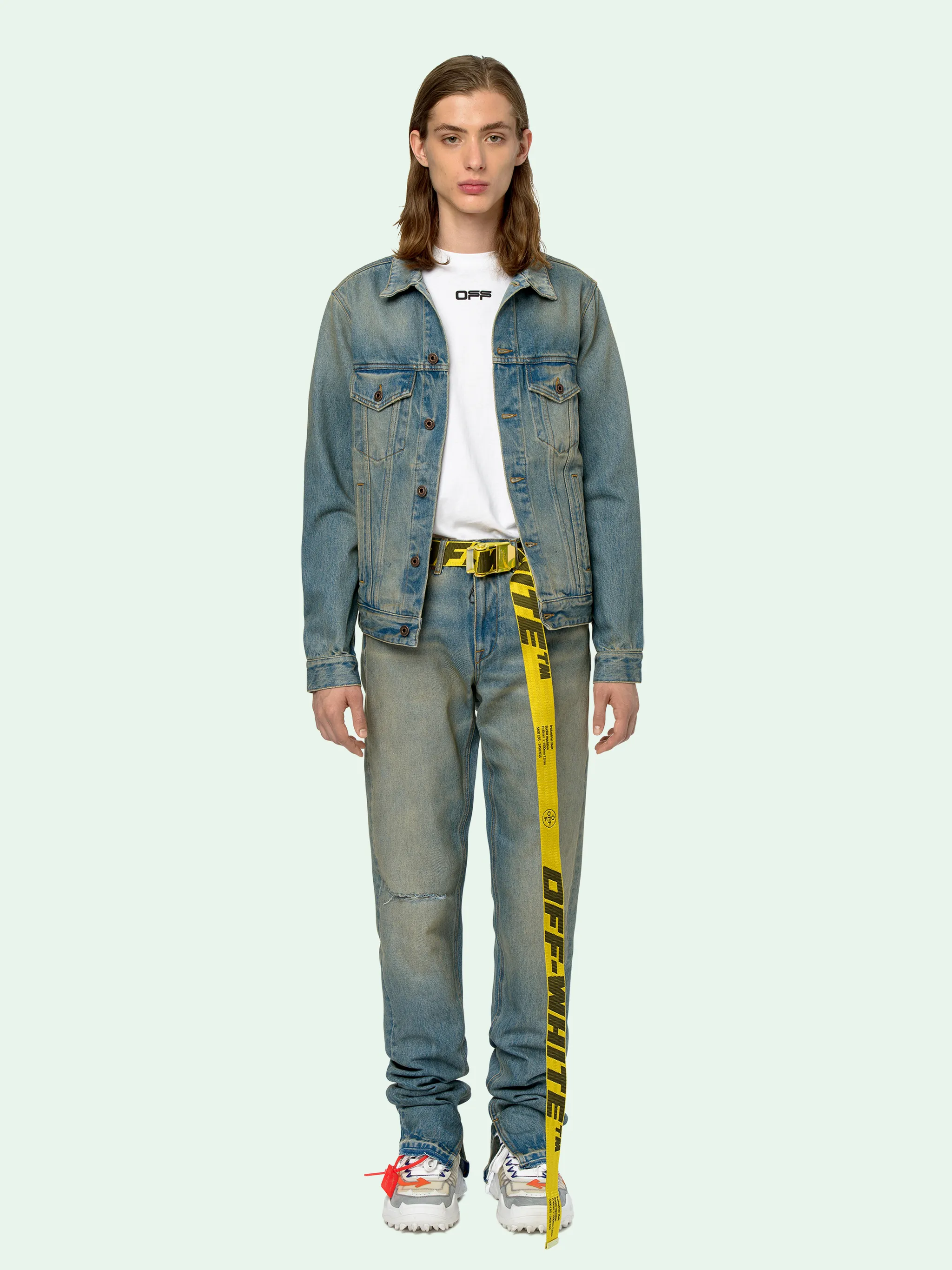 off white airport tape denim jacket