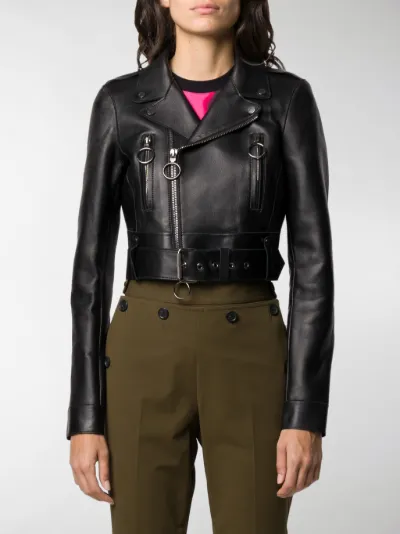 white cropped biker jacket