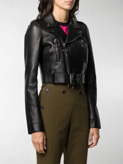 white cropped biker jacket