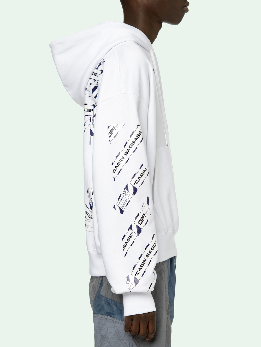 off white tape arrows hoodie blue