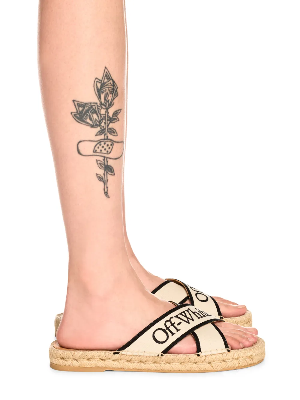 BEIGE/BLACK CRISS-CROSS ESPADRILLES