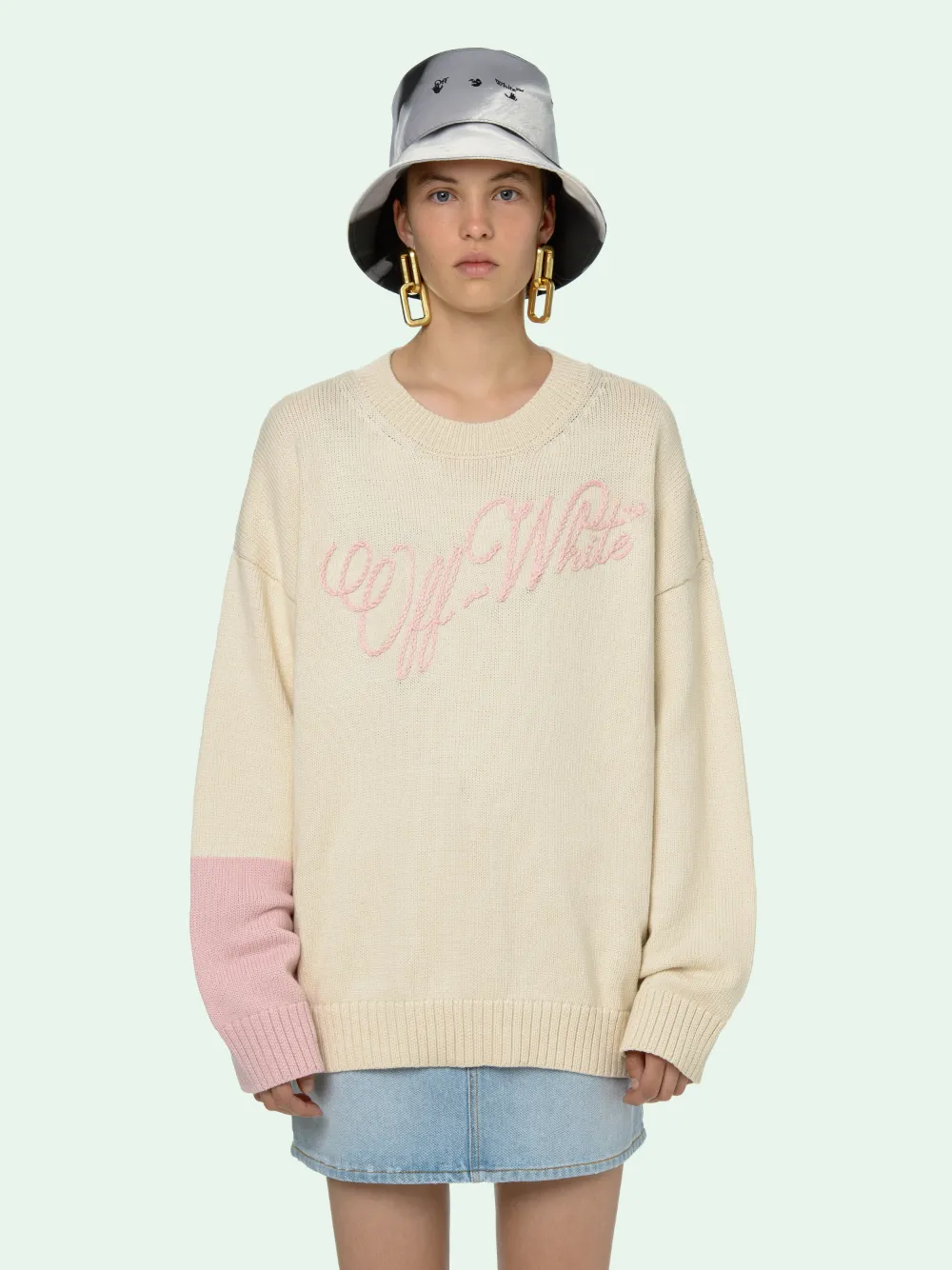 pink off white sweater