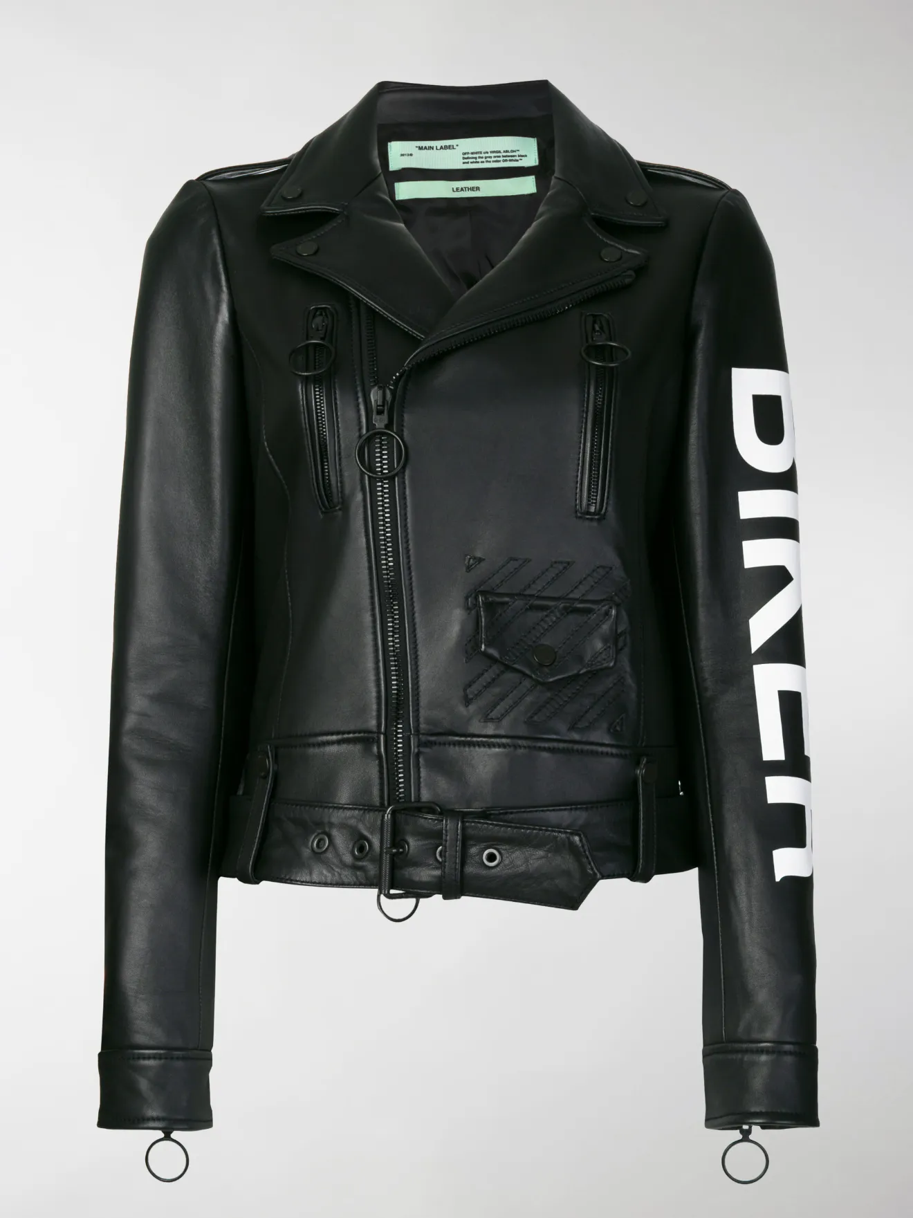 off white leather biker jacket
