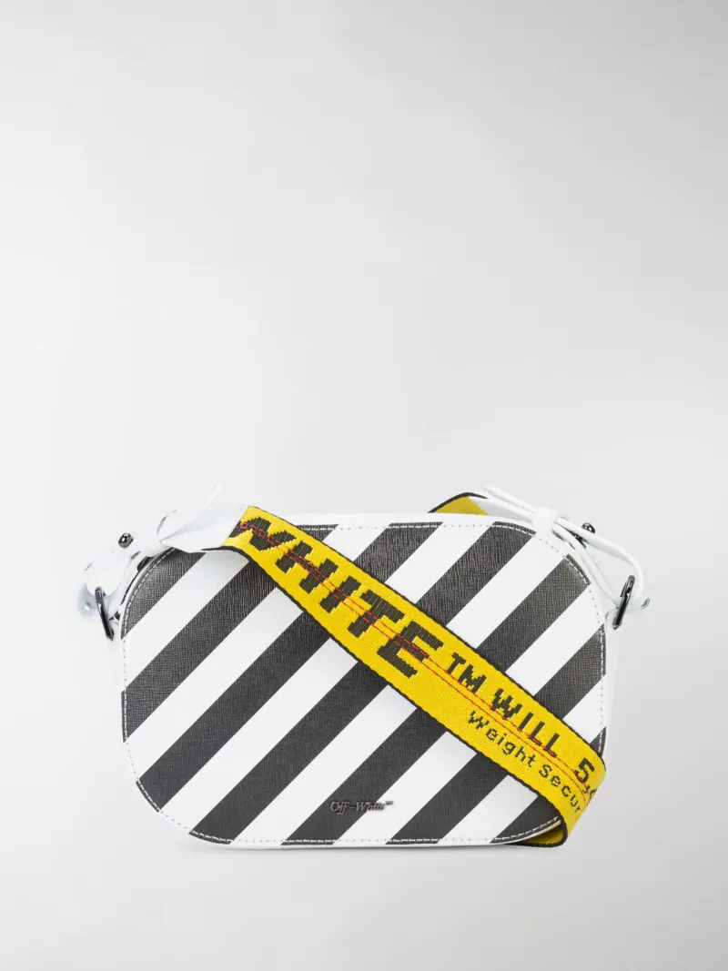 off white black bag with yellow stripe