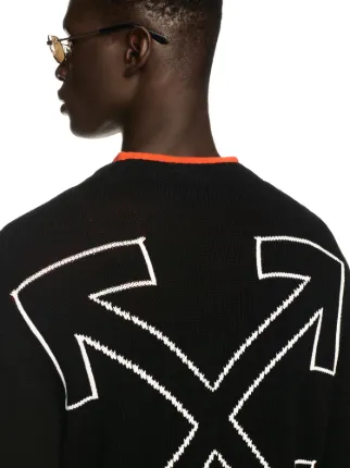 BLACK DIAGONAL OUTLINE KNIT SWEATER in black | Off-White