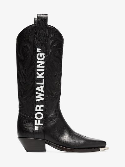 Off White Black For Walking 40 Leather Western Boots Browns