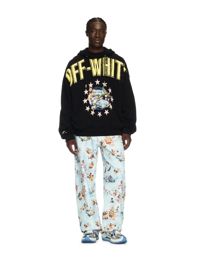 BLACK FRESCO STAR HOODIE