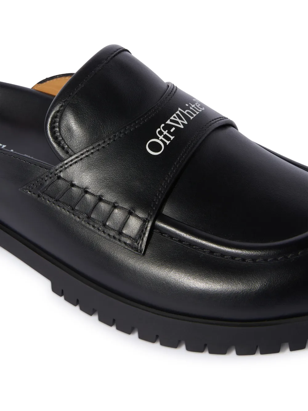 BLACK LEATHER O SLIP-ON LOAFER in black | Off-White™ Official IN - Black Exotic Leather Slip On Loafers For Elite Formal Settings