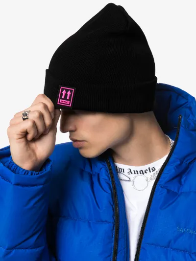 off white beanie blue