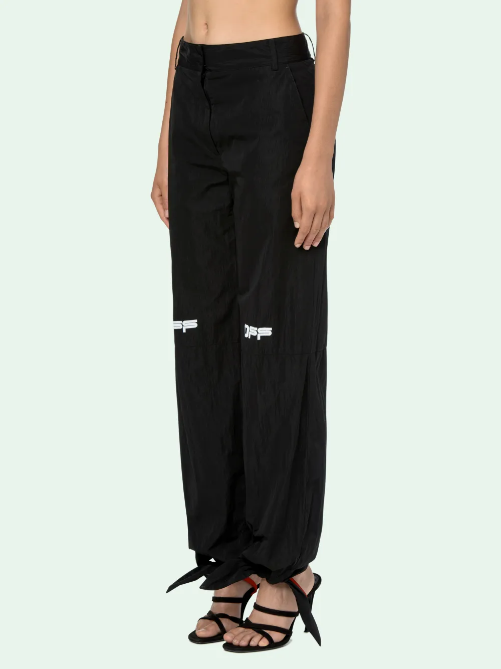 off white nylon pants