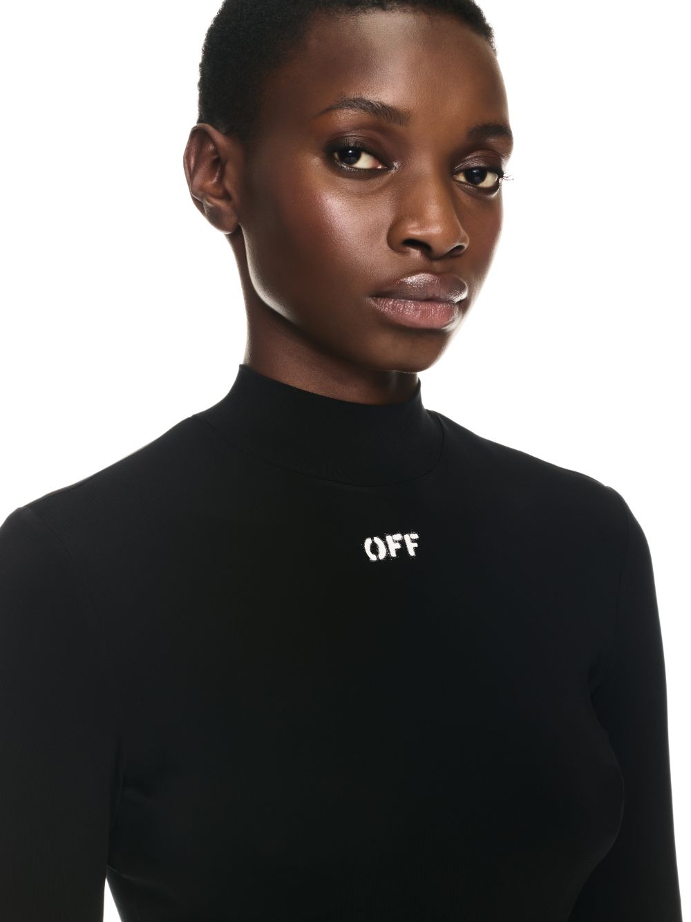 BLACK OFF STAMP SEC SKIN L/S CROP TURTLENECK in black | Off-White ...