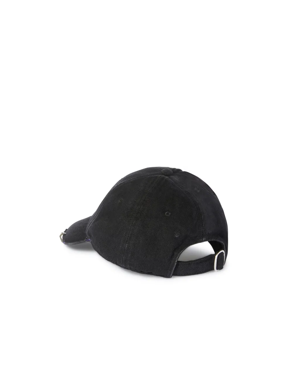BLACK/PURPLE DISTRESSED DENIM BASEBALL CAP