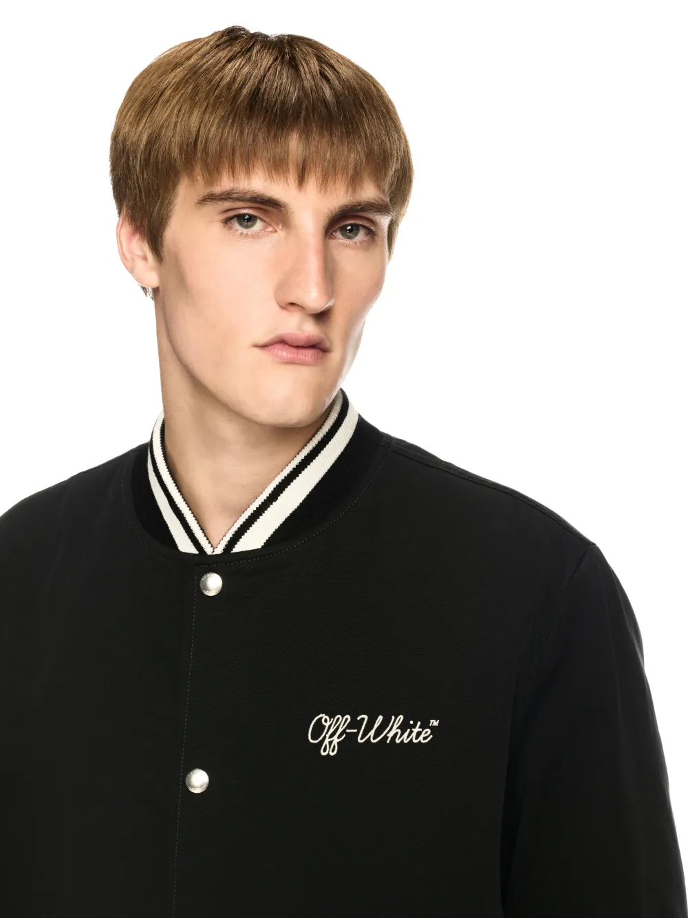 BLACK SCRIPT SOUVENIR VARSITY JACKET
