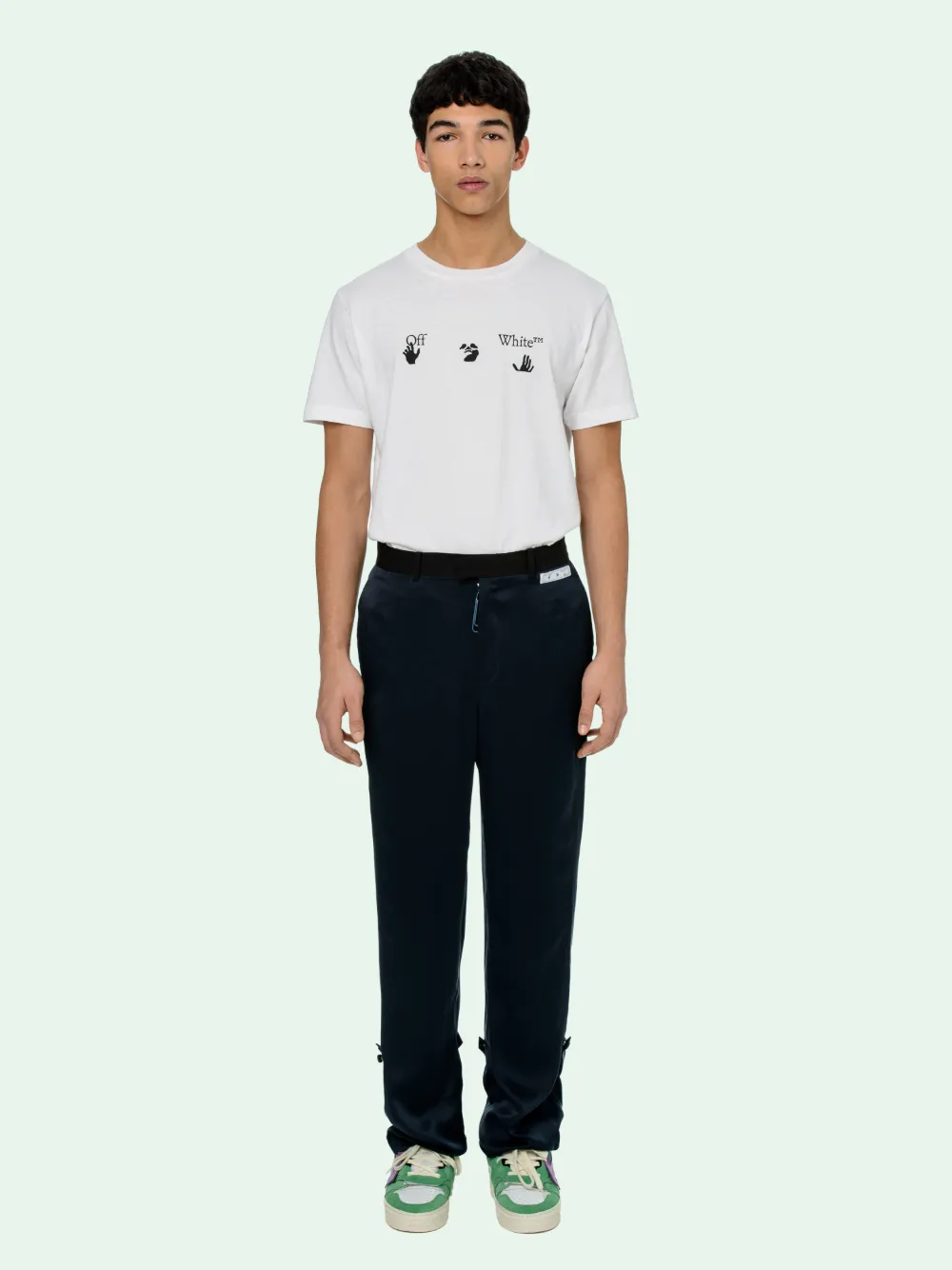off white silk pants