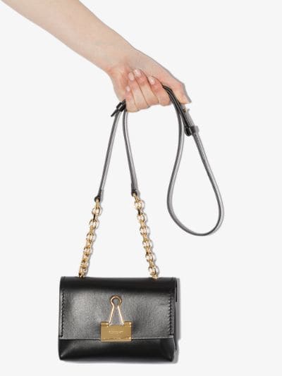 binder clip leather shoulder bag