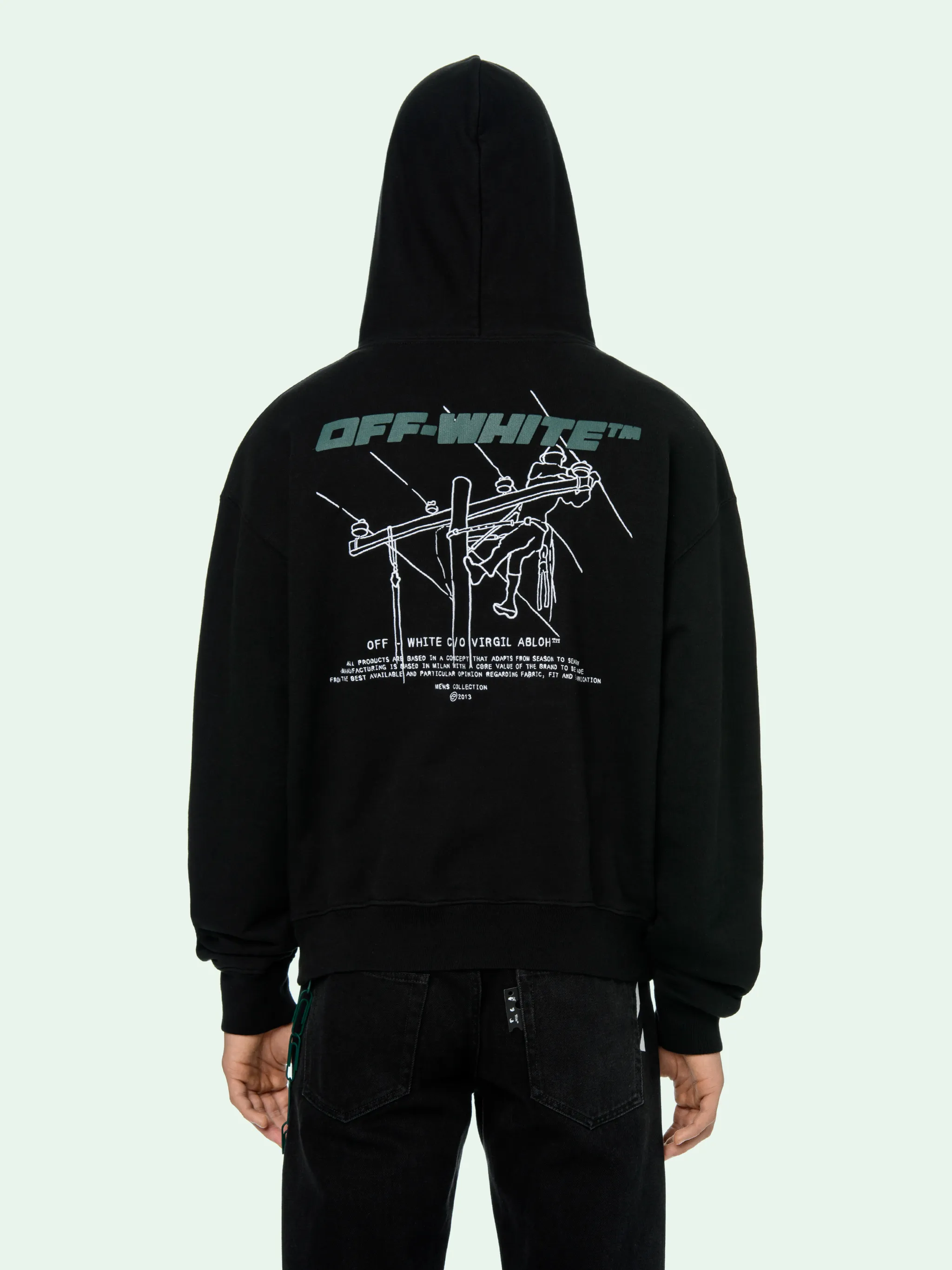 off white trellis worker hoodie