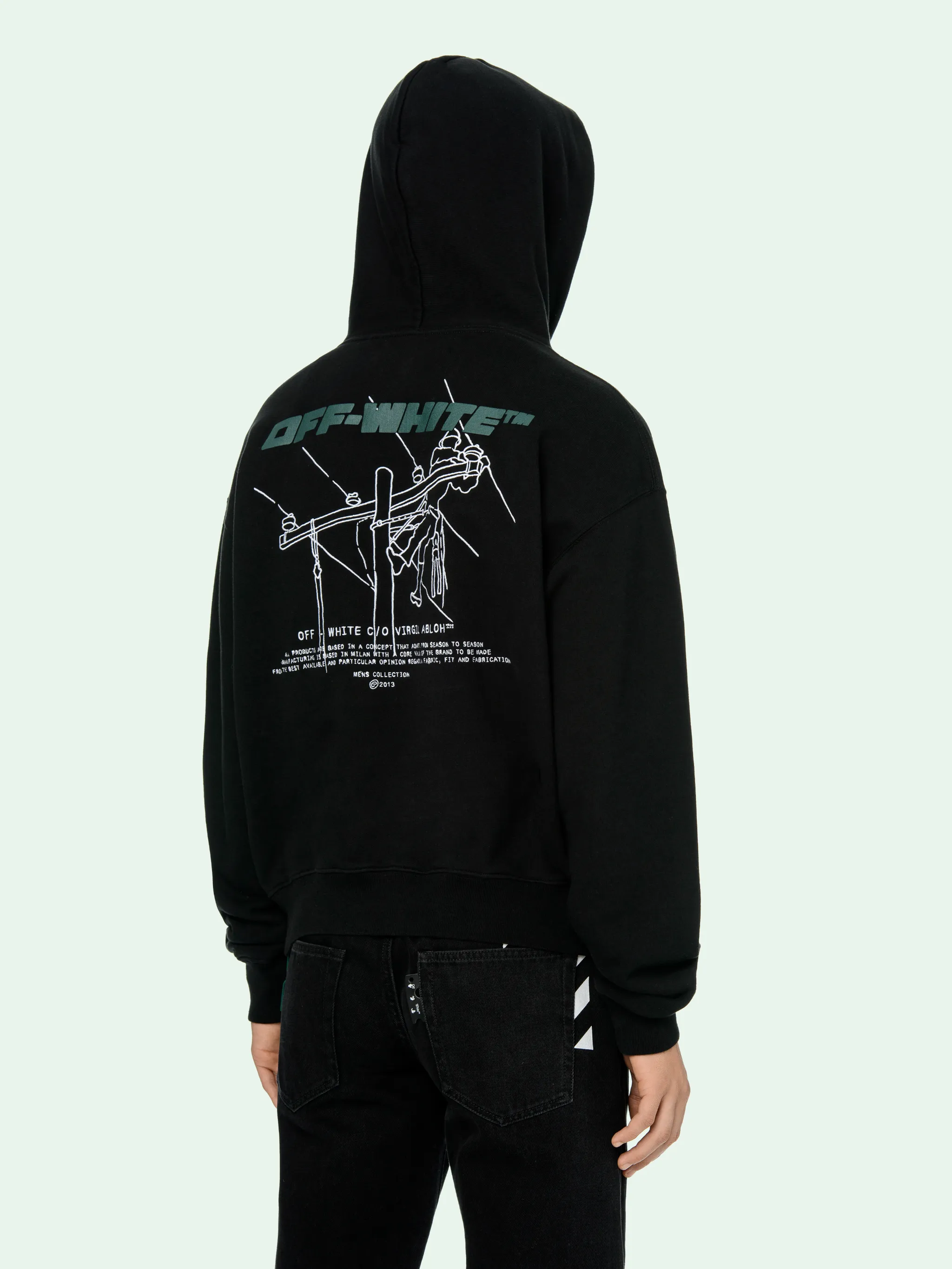 off white trellis worker hoodie