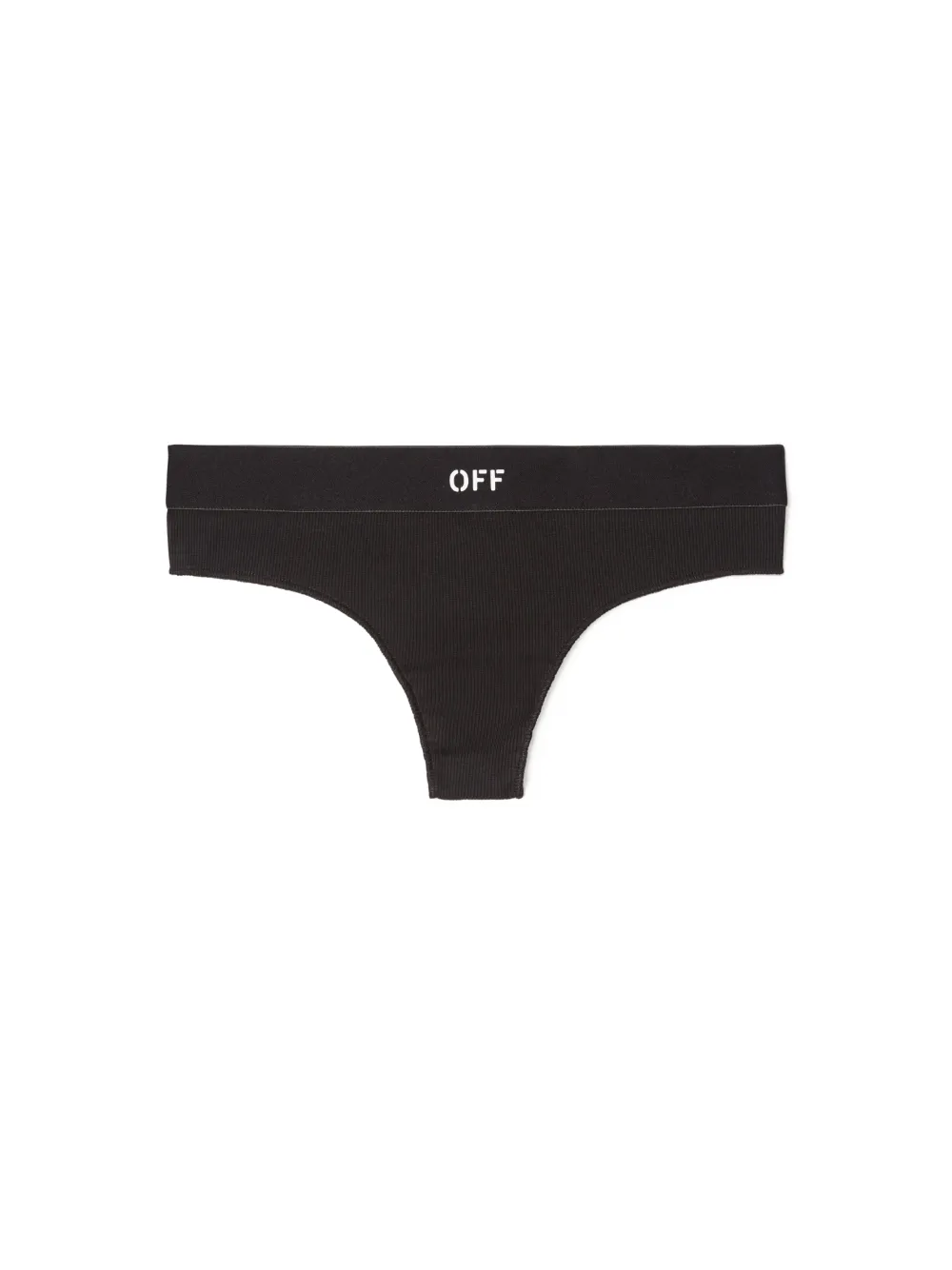 BLACK/WHITE OFF RIB BRAZILIAN PANTIES