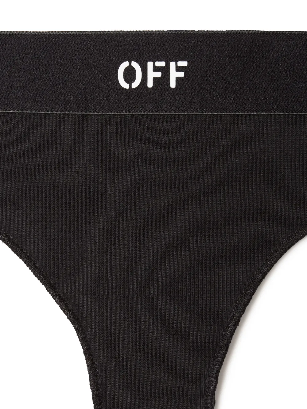 BLACK/WHITE OFF RIB BRAZILIAN PANTIES